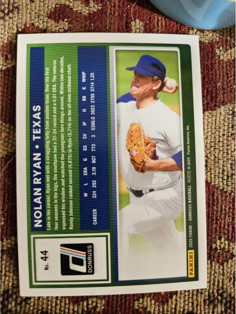 Nolan Ryan - HOF - 2025 Panini Donruss baseball - #44 - Rangers - RAW Mint